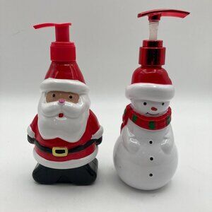 2 Christmas Soap Dispensers Santa & Snowman